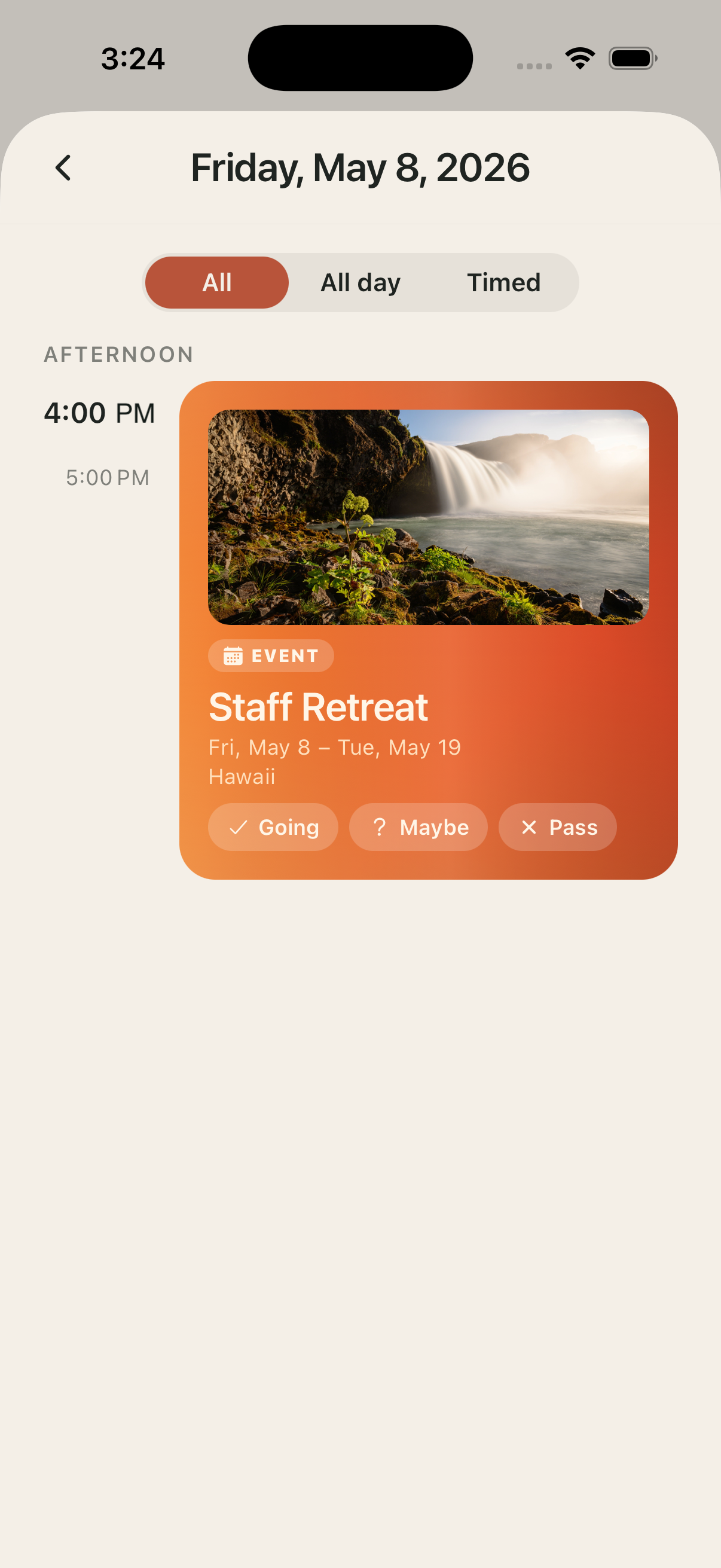 Citizen Send calendar event card